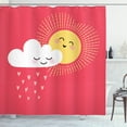 thumbnail image 1 of Ambesonne Rain Shower Curtain, Valentines Cloud and Sun, 69"Wx75"L, Dark Coral Mustard, 1 of 3