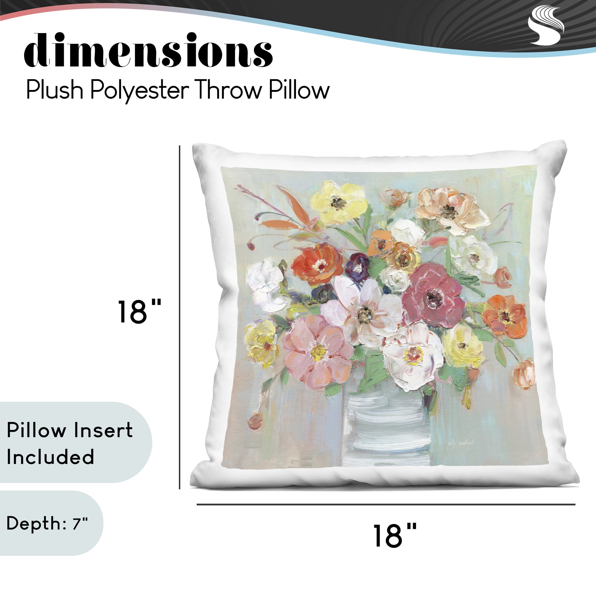 Stupell Industries Energetic Blossom Bouquet Decorative Printed Throw Pillow, design by Sally Swatland, 18 x 7 x 18