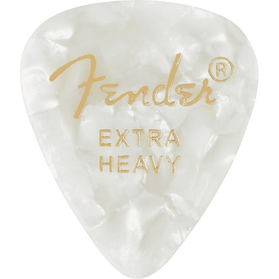 Fender 351 Shape Premium Celluloid Picks for Guitars, Extra-Heavy, 12-Pack, White Moto