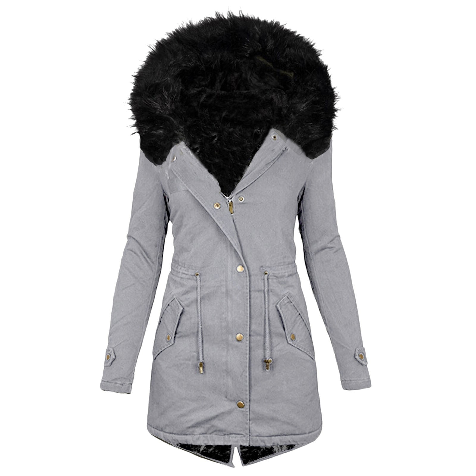 Manteaux Femme Hiver Manteau Zippé éPais Parka à Capuche Manteau Hiver Chaud Veste Long Fourrure Veste Chaud Avec Capuche Fourrure Grande Taille Duvet En Coton éLéGant Doudoune Femme Hiver