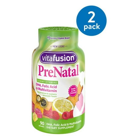 (2 Pack) Vitafusion Prenatal DHA, Folic Acid & Multivitamin Gummies, 90 (Best Natural Folic Acid Supplement)