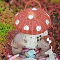 thumbnail image 4 of XINGXIANG Mushroom Basket with Lid,Easter Basket for Kids,Mushroom Storage Basket,Handmade Rattan Basket,Portable Picnic Basket,Woven Shelf Organizer for Doll House,Home Decoration(Red Top), 4 of 6