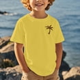 thumbnail image 2 of NINGMENG Juniors Garçons Chemises & Hauts Imprimé Cocotier Col Rond Mignon Manches Courtes Décontracté Sport Confortable Chandail Tee-Shirts Mode Urbaine, Jaune, 12-13 Ans, 2 of 4