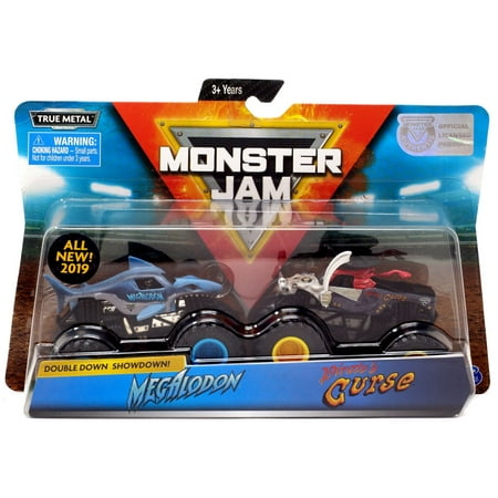 Down Size Truck - Monster Jam Double Down Showdown! Megalodon & Pirate's Curse Diecast Car 2-Pack