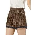 thumbnail image 3 of REFINED ATTIRE Juniors Floral Printed Lace Trim Elastic Waist Shorts, 3 of 7