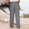 thumbnail image 3 of JUUNthy Wide Leg Pants for Womens, with Pockets Lightweight High Rise Pull On Vacation Casual Palazzo Trousers Navy Blue XL, 3 of 16