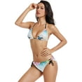 thumbnail image 3 of Butterfly in Blossoms Zen Women Two Piece Swimsuit Sexy Swimwear Halter String Triangle Bikini Sets, Small, 3 of 6