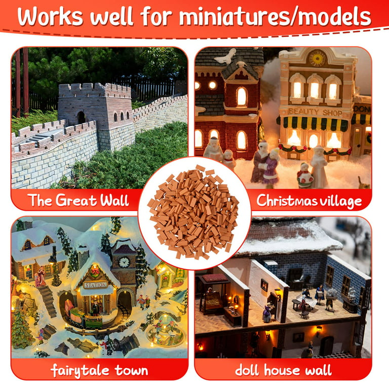 CXWLD 100pcs 1:16 Scale Mini Simulation Brick, Miniature Red Wall Bricks  DIY Fake Bricks Fairy Garden Dollhouse Decor