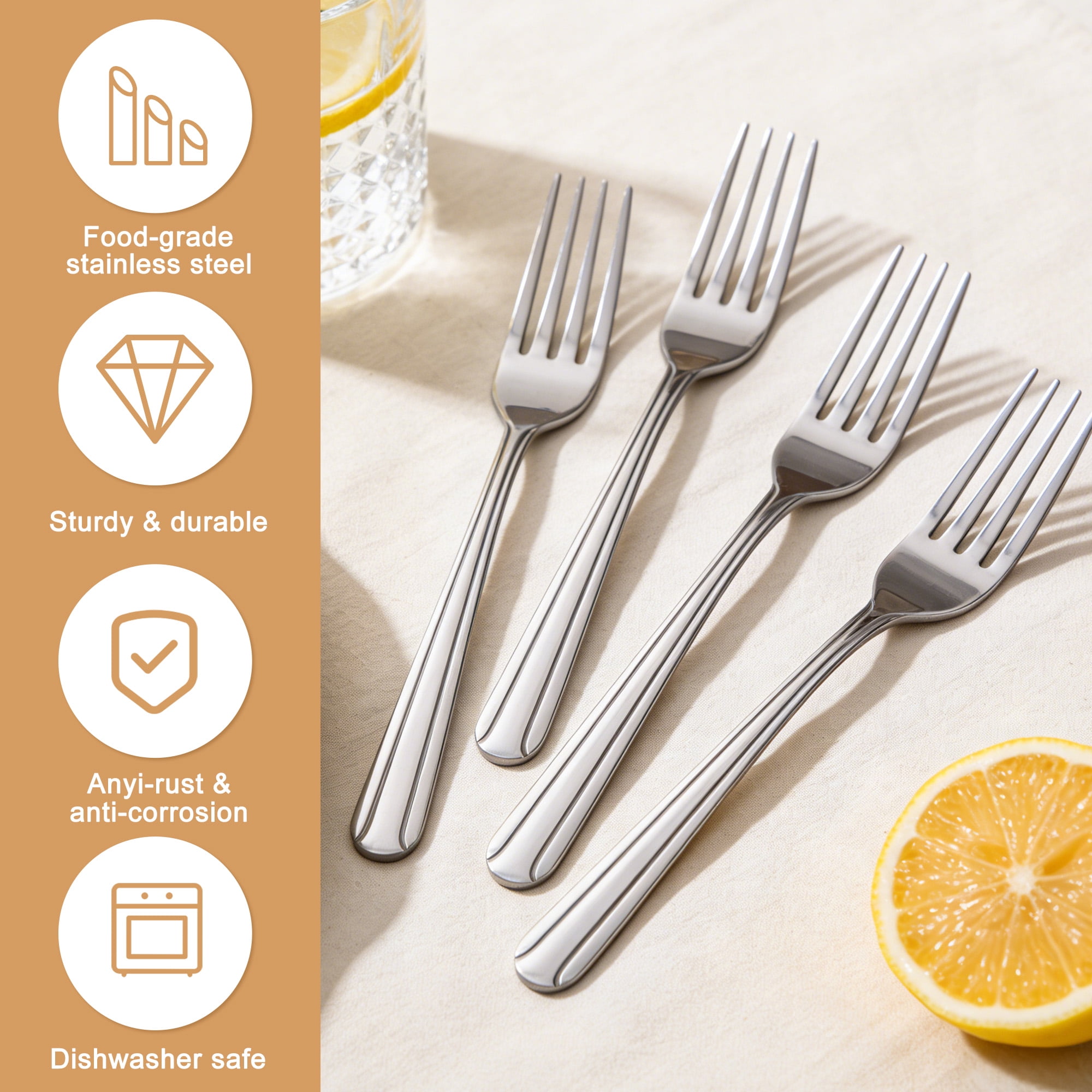 24 Piece Dinner Forks Set, 7.1" Stainless Steel Forks Silverware, Flatware Forks Set for Home, Kitchen or Restaurant, Metal Forks, Dishwasher Safe