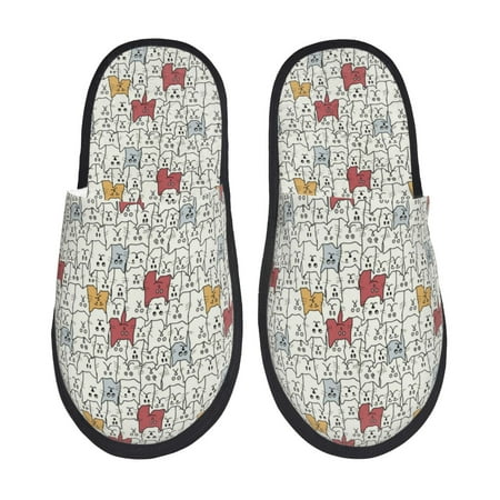 

House Slippers for Women Men - Funny cat white Warm Non-slip Mens Womens Slippers Cozy Slip-on House Shoes Bedroom Outdoor Indoor Slippers for Men