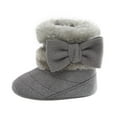 thumbnail image 5 of Infant Baby Girls Fleece Bowknot Booties Newborn Plush Snow Boots Winter Warm Shoes, 5 of 7