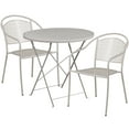thumbnail image 2 of Flash Furniture Commercial Grade 30" Round Light Gray Indoor-Outdoor Steel Folding Patio Table Set with 2 Round Back Chairs, 2 of 5