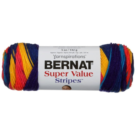 Bernat® Super Value Stripes™ Yarn, Acrylic #4 Medium, 5oz/142g, 264 Yards