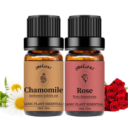 Yethious Rose and Chamomile Essential Oil 10 ml (1/3 oz) 100% Pure, Undiluted, Natural Aromatherapy