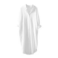 thumbnail image 2 of Royisotas Casual Tops Women Fall and Winter Cotton Linen Long Sleeve Button Down Shirts for Women Collared Solid White Lapel Button up Shirts, 2 of 4