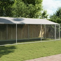 vidaXL Dog Cage with Roof and Door Gray 26.2'x6.6'x6.6' Galvanized Steel