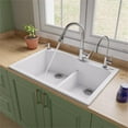 thumbnail image 1 of Pemberly Row White 33" Double Bowl Drop In Granite Composite Kitchen Sink, 1 of 9
