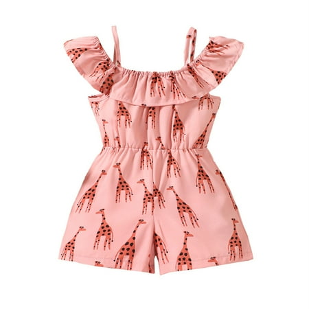 

ZHAGHMIN Girl Outfits Summer Girls Giraffe Pattern Jumpsuit Teen Wide Leg Rompers Kids Summer Casual Shorts Girls Jumpsuits And Rompers 7-16 Baby 6 Months Girl 6 Month Baby Girl Clothes 18 G