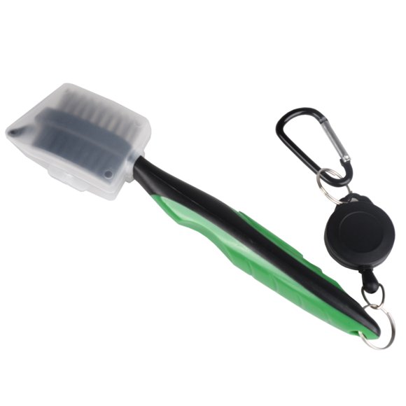 Golf Club Brush Groove Cleaner Retractable Dual Sided Nylon Bristles Aluminum Carabiner Groove Cleaner Groove Cleaning Tool Kit green