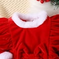 thumbnail image 3 of Newborn Baby Girls Long Sleeve Velvet Santa Romper with Skirts Infant Santa Dress Christmas Costumes, 3 of 9