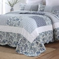 thumbnail image 2 of Juego de colchas de algodón camandy vintage con estampado floral azul king, 2 of 9