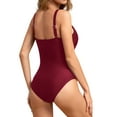 thumbnail image 2 of Jusfitsu Vintage One Piece Bathing Suit for Women Tummy Control Womens High Cut Ruched Swimsuits Bandeau Swimwear, 2 of 7