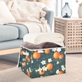 thumbnail image 3 of Yayeee Collapsible Cube Storage Bin with Lid Fabric Closet Decorative Basket with Handles, Blue Floral Oranges, 3 of 7