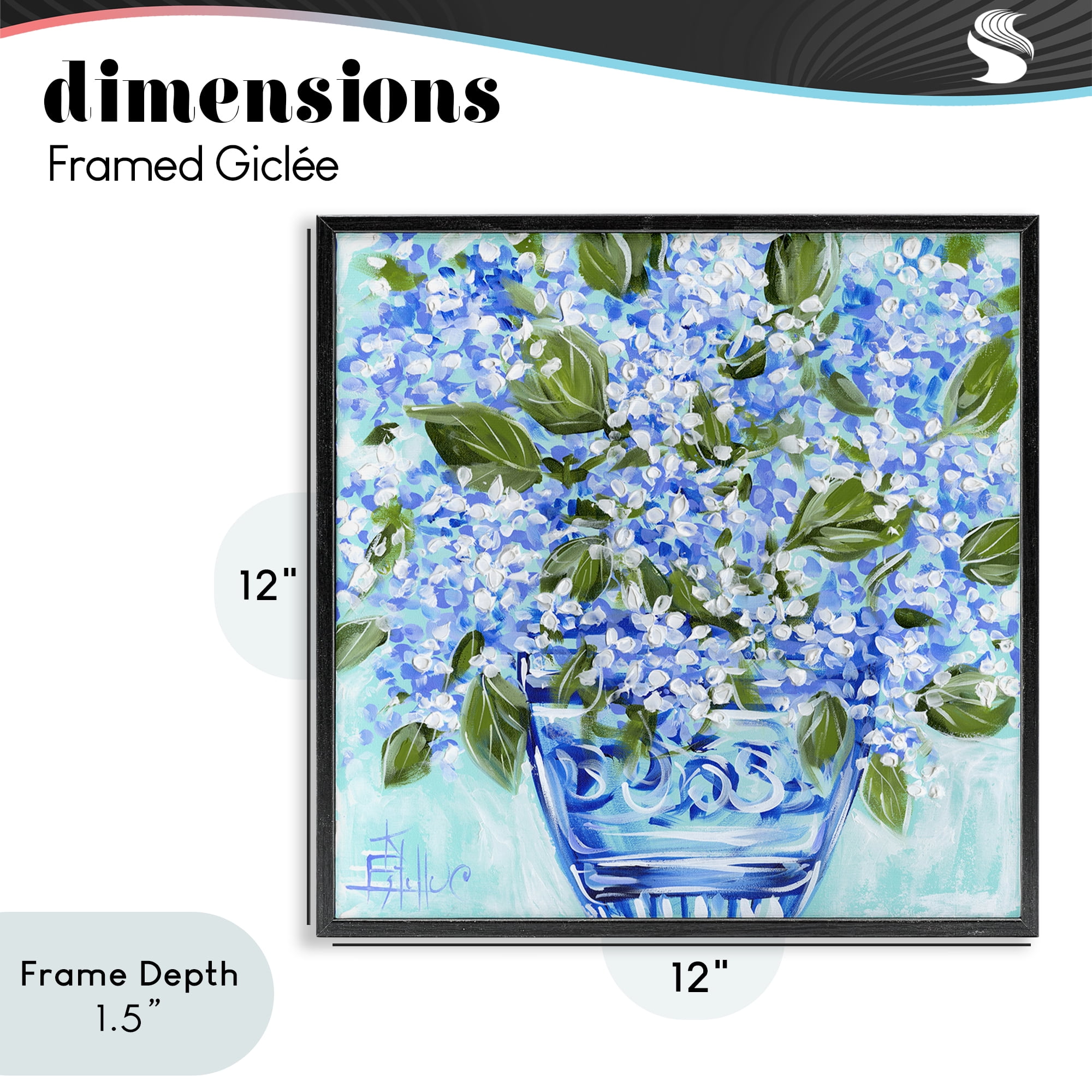 Stupell Industries Cool Bouquets in Blue Vase Black Framed Giclee Art, design by Estelle Grengs