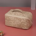 thumbnail image 4 of Kuymtek Bolso Cosmético Retro La PU Que Graba en Relieve El Bolso Portátil Del Maquillaje Del (caqui), 4 of 9
