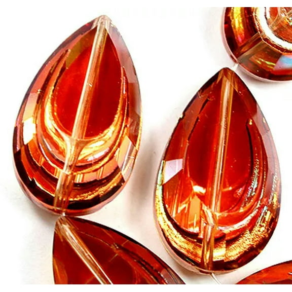 U8MO 12x20mm Faceted Orange Crystal Quartz Teardrop Beads 10PCS