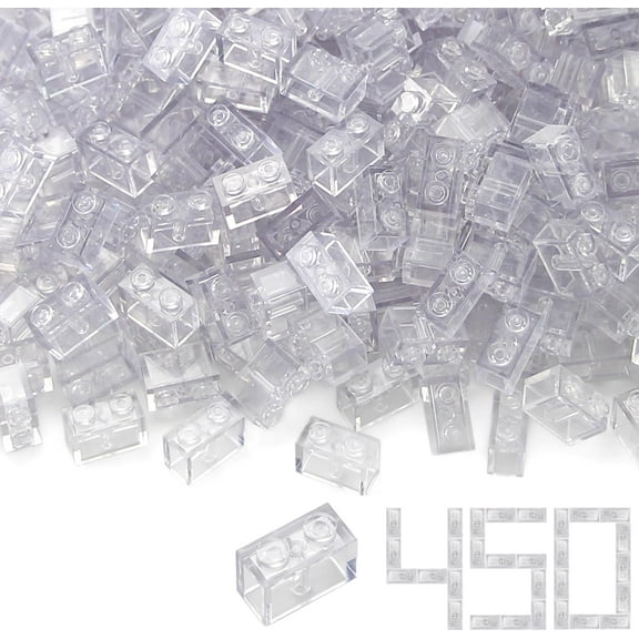 1x2 Bricks Bulk 450 Pieces Clear Classic Basic Parts Building Creative Play Set Blocks Toy Accessories Compatible with 3004 Major Brands