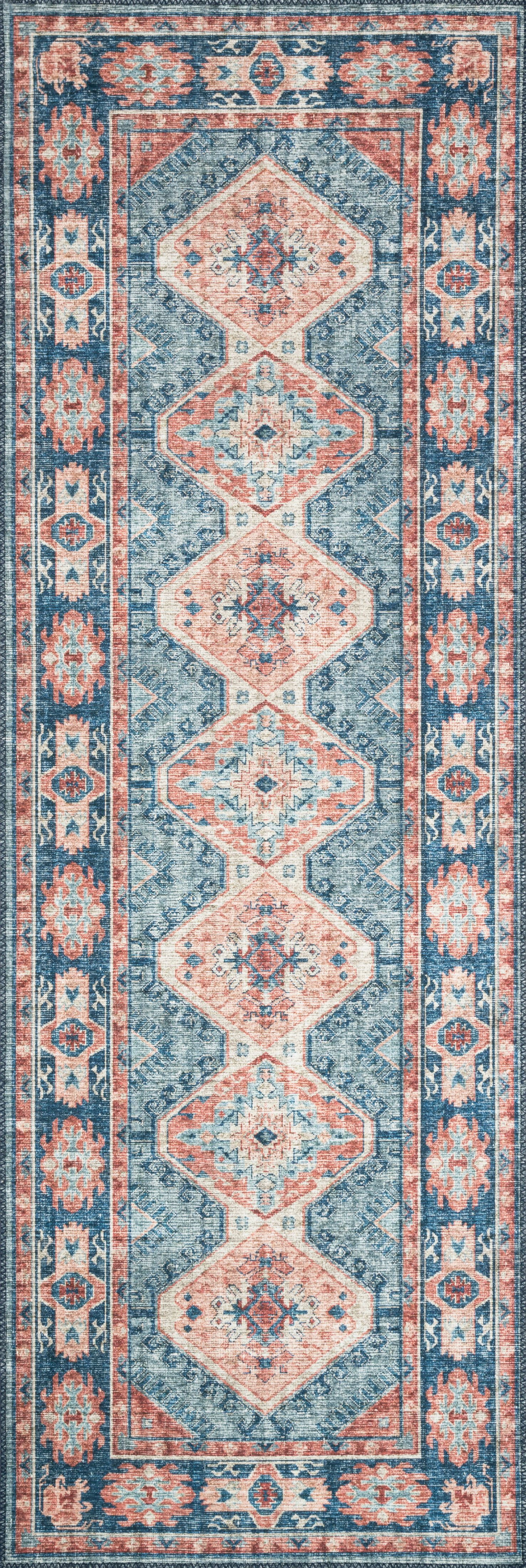 Loloi Skye Oriental Turquoise / Terracotta Area Rug