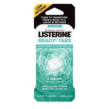 Listerine Ready! Tabs Chewable Tablets with Soft Mint Flavor, 8 Count