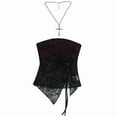 thumbnail image 3 of Mall Goth Vest Women Sexy Vintage Streetwear Hollow Out Flocking Patchwork Strapless Crop Tank Tops Rave Outfits Femme, 3 of 4