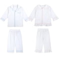 thumbnail image 2 of Conjunto de pijama de Seersucker para bebé, ropa de algodón 100%, informal, de manga larga, color blanco, venta al por mayor, 2 of 3