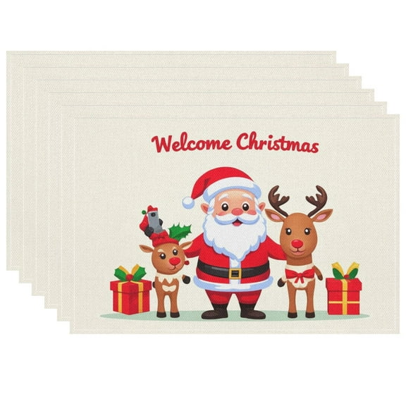 Christmas Non-Slip Placemat Heat-Resistant Snowman . Cute Christmas Selfie Home Entrance Mats Santa Claus Cartoon Reindeer Washable Entry Mat for Office 17.7x13 Inches
