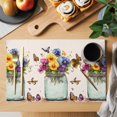 thumbnail image 2 of Butterfly Flower Placemats Set of 8 Retro Purple Blue Yellow Bottle Floral Place Mats Indoor Wipeable Table Mats Washable Cloth Dining Table Placemats for Kitchen Holiday Party Home Decor 13x19 Inch, 2 of 9