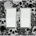 thumbnail image 1 of Metal Light Switch Plate Outlet Cover River of Souls Skull Rose Flower Gray SKL003, 1 of 1