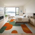 thumbnail image 3 of ODIKA 9'x12' Washable Area Rug Low Pile, Flatwoven, Burnt Orange Retro Abstract Funky Face Eclectic Composition Mid-Century Line Art for Great Room, Indoor Concept, Large Living, 3 of 7