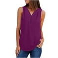 thumbnail image 2 of Tops for Women 2024,Clearance Women's Summer Sleeveless Shirts Zip Casual Tunic V-Neck Rollable Blouse Tank Tops Shirt, 2 of 7