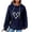 Blue, variant on Lolmot Hoodies for Women Pullover Sweatshirt Drawstring Heart Printed Waffle Hoodie Long Sleeve Tops Sweatshirt with Pocket