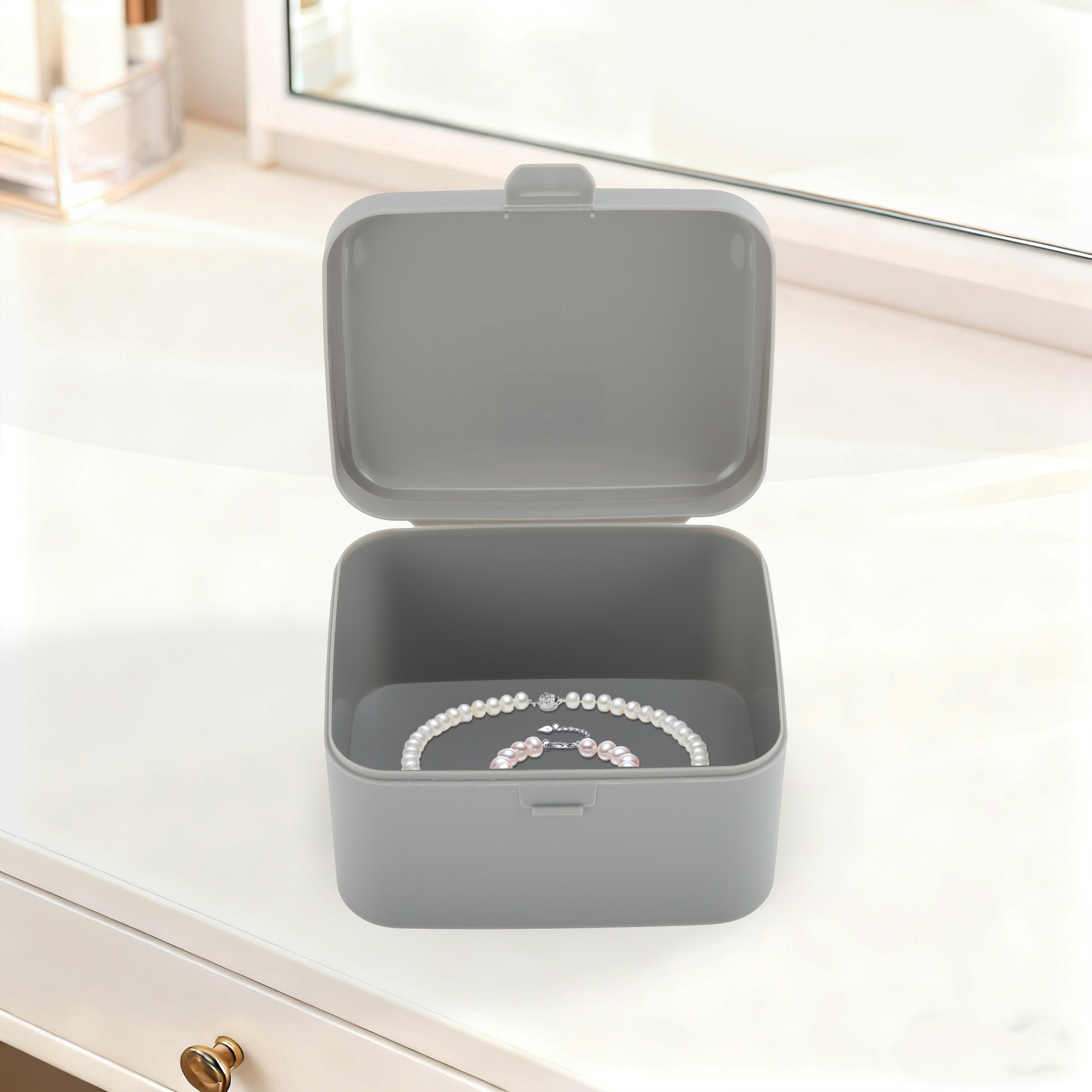 Unique Bargains Simple and Portable Jewelry Box Organizer for Travel Gray