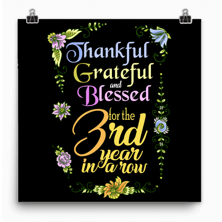 3rd Anniversary Poster Blessed Wall Art Gift for Spouse – 13x13in Black Print