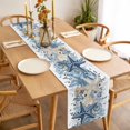 thumbnail image 6 of Blue Coastal Starfish Cotton Linen Table Runner for Dining Kitchen, Beach Nautical Shell Eucalyptus Summer Wedding Outdoor Party Tablerunners, Dresser Scarf Coffee Tablecloth Runners 13x120 Inches, 6 of 9