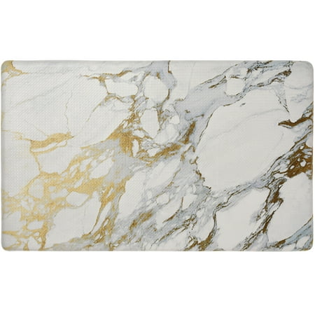 

SoHome Cozy Living Modern Marble Anti-Fatigue Kitchen Mat Gold/White 20 x36