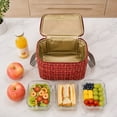 thumbnail image 5 of Yhmxh Tweed Insulated Lunch Bag, Reusable Thermal Lunch Tote Bag with Front Pocket & Double Hand Strap, Leakproof Cooler Lunch Box for Adults Work Office Picnic Travel, Portable Food Storage Handbag, 5 of 6