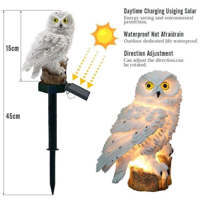 Luces solares para jardín BuyWeek lámpara solar de búho elegante y moderna