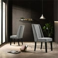 thumbnail image 2 of Pemberly Row Transitional Upholstered Wood Dining Chair in Gray (Set of 2), 2 of 6