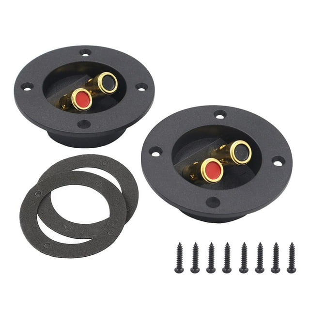2 Pieces speakers box Terminal Cup, 3inch, Loaded Jacks, Round ,Black Double Binding, for Home Stereo Car Durable Professional