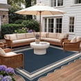thumbnail image 3 of Nanan Scalloped Area Rug 9'x12' Edge Jute Rug, Washable Non Slip Low Pile Indoor Outdoor Rug Farmhouse Carpet for Living Room Dining Room Patio Entryway, Blue, 3 of 10